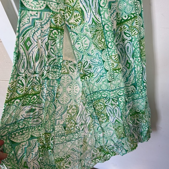Olivaceous Open Back Maxi Dres green blue print small - Picture 3 of 7